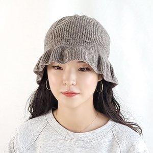 제이제이나인 셔링 니트 큐트 벙거지 가을 겨울 여성 보넷 버킷햇 모자