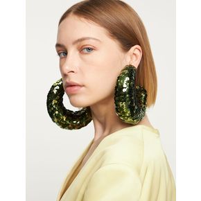 여성 Croissant Sequined Big Hoop Earrings 그린 77IZKV003 4443963