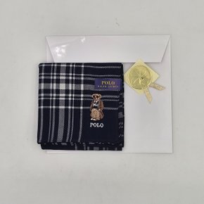 랄프로렌 곰돌이자수 체크 타월손수건 bearcheck-2