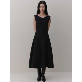 tweed flare dress_black