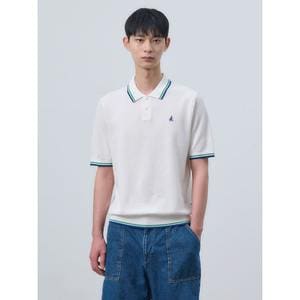 빈폴 [24SS][Green] 티핑 반소매 칼라 니트  아이보리 (BC4351N040)