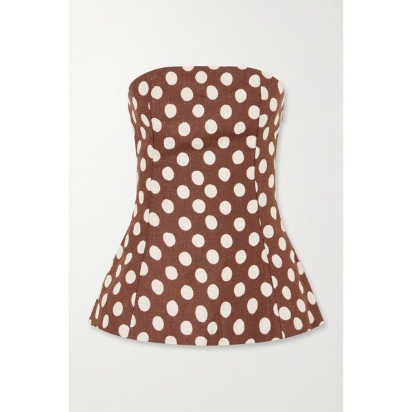 페이스풀 페트로 스트랩리스 폴카 도트 리넨 탑 46376663163058700