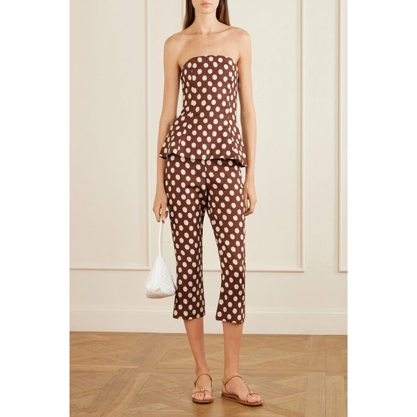 페이스풀 페트로 스트랩리스 폴카 도트 리넨 탑 46376663163058700