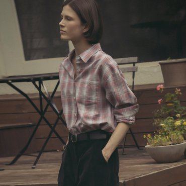노운베러 Check pocket point shirt_Pink