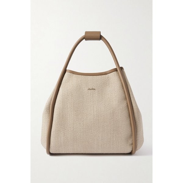 가죽 트리밍 인조 라피아 토트 46376663163002897