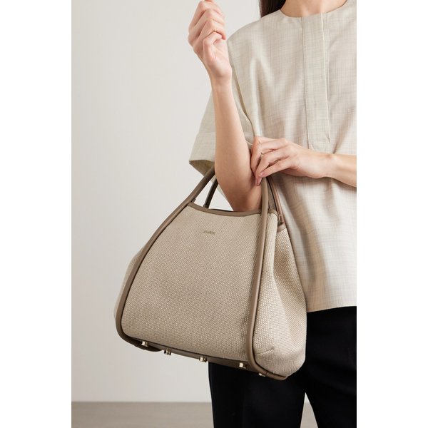 가죽 트리밍 인조 라피아 토트 46376663163002897