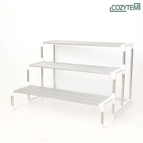 블루밍 화이트 계단식 화분정리대 3단 화분선반
