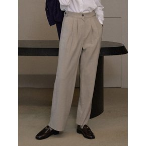 Back button two pintuck wide slacks -  beige