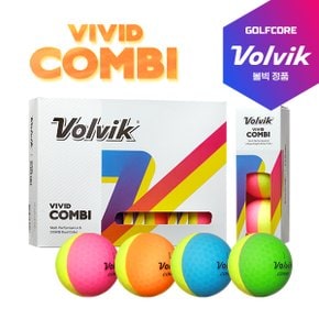 골프 VIVID COMBI 비비드 콤비 3피스 반반칼라 골프공-12알(1다즌)