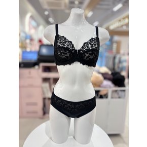 [여주점] 와코루 살루트 로즈 감각 홑겹 레이스 풀컵 브라팬티세트 [DBR0458B_D/DPT0458H] BK