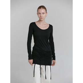 HEM STRING T-SHIRT [BLACK]