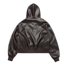 VEGAN LEATHER HOODIE JACKET BROWN 비건레더 후드자켓 브라운