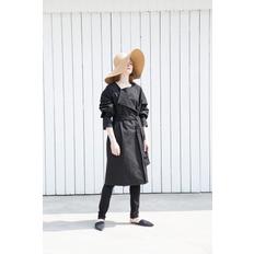 R NECK BELTED COAT BLACK (S1902302)