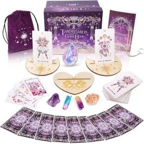 미국 신년 타로카드 TIRLANO 78 Tarot Cards with Guide Book Purple Deck Gift Set Cloth Chakr