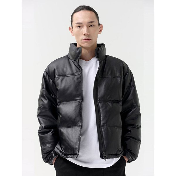 [LAMBSKIN] LEATHER GOOSE-DOWN PADDING (BLACK)