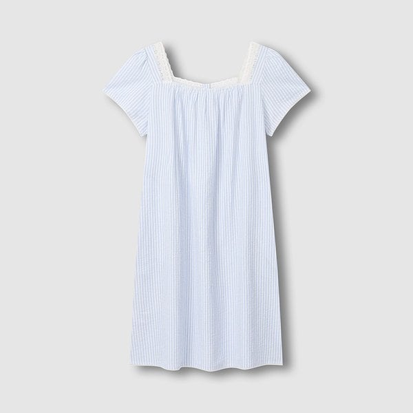 여 시어서커 셔링 반팔 파자마 원피스 J206203077052