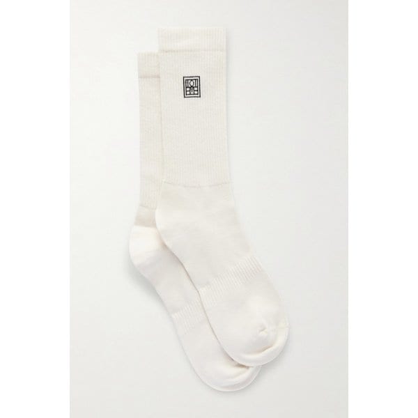 모노그램 자수 리브 코튼 블렌드 양말 46376663162980166