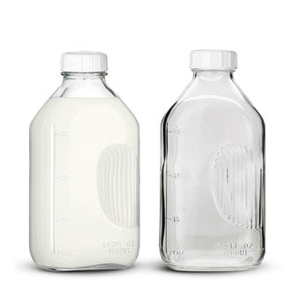  미르 사각 밀폐 갤런 눈금 유리병 1900ml 3P 훼미리 주스병