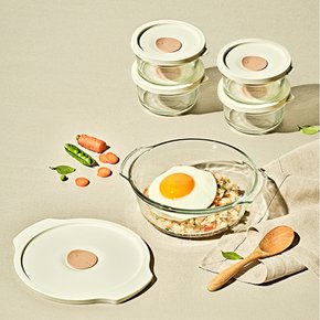 렌지쿡 코지밀크 볶음밥덮밥용 (실리콘캡) & 햇밥용기 원형 4조 세트