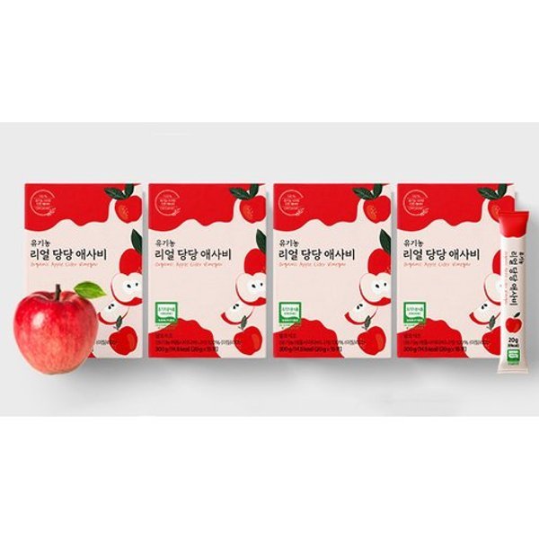 올타 유기농 리얼당당 애사비 4박스 (사과초모식초 20g x 15포 x 4박...