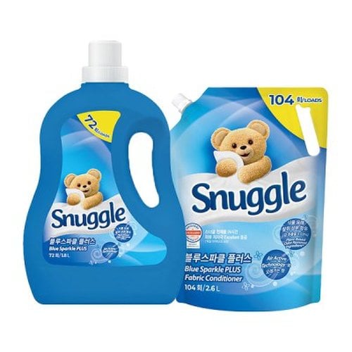 스너글 초고농축 섬유유연제 블루스파클, 1.8L, 1개 + 리필, 2.6L, 1 2
