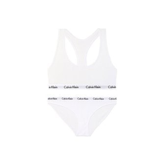 Calvin Klein Underwear 여성 코튼 스포츠브라 브라렛+팬티 세트 QP1114+QD3588 WHITE_P344220668