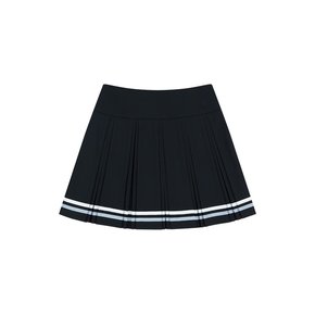 COLOR CONTRAST PLEATS SKIRT - NAVY