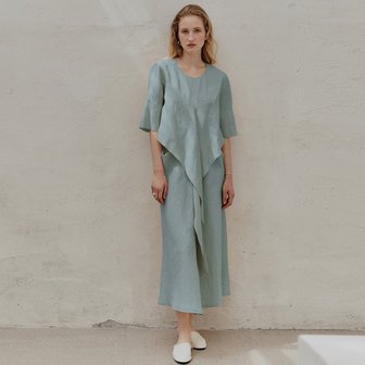 뮤제 LETE ROBE Drape Linen Dress_Classic Mint