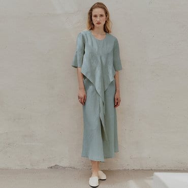 뮤제 LETE ROBE Drape Linen Dress_Classic Mint