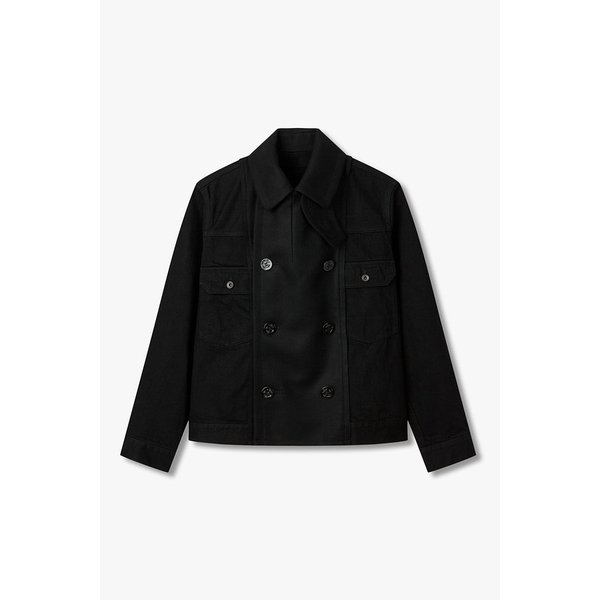 남성 울 멜턴 믹스 데님 자켓 (블랙) 6425301502000