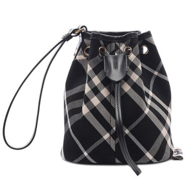버버리 24FW 여성 체크 드로스트링 버킷 파우치백 (8095118 BLACK CALICO 24F)