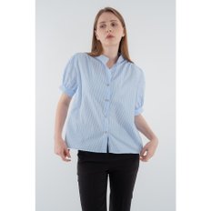 China collar puff sleeves blouse_Blue