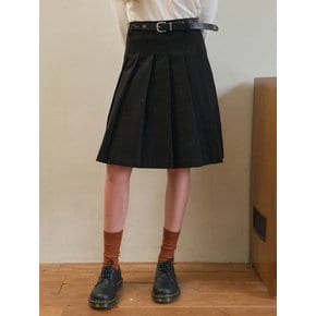 Mila cotton pleats midi skirt_Black(O25-SK14)