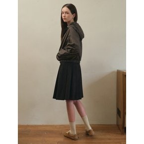 Mila cotton pleats midi skirt_Black(O25-SK14)