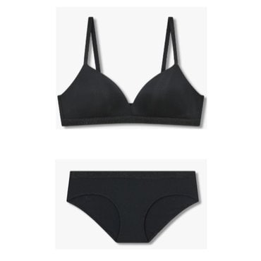 EMPORIO ARMANI 아이코닉 마이크로파이버 트라이앵글 브라 & 로고 밴딩 브리프세트 (0824181523/11532)