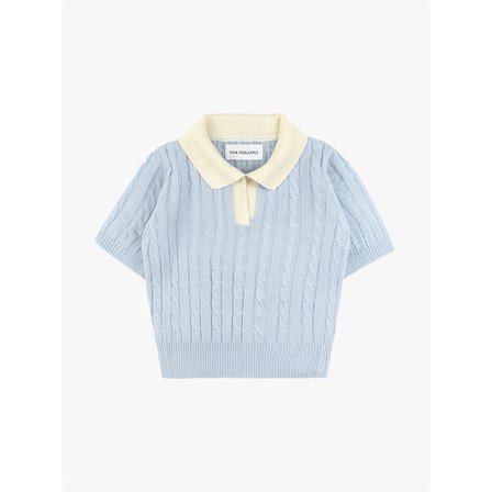 핑크파인애플 PREPPY COLLAR HALF KNIT_SKY BLUE