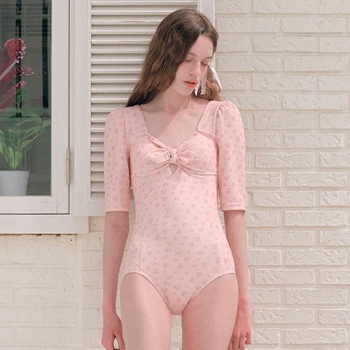 RIBBON FLOWER ONEPIECE SWIMSUIT PINK