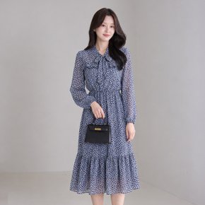리본넥 쉬폰나염 밑단주름 원피스_M2602OP604A