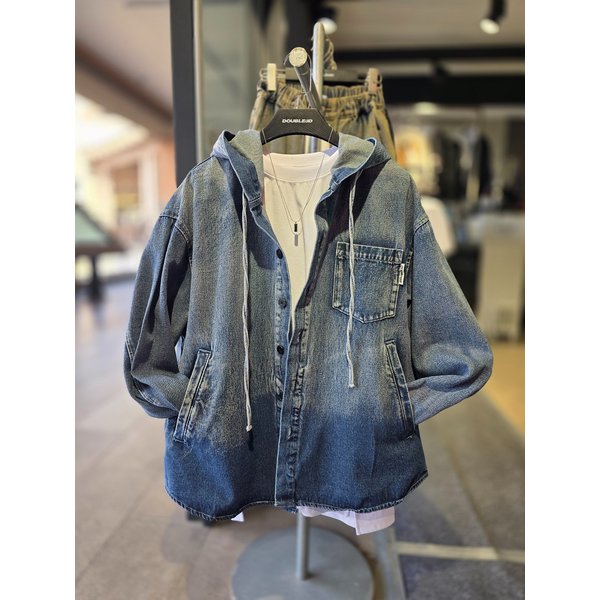 [시흥점] 26 워싱후드 세미 오버핏 데님셔켓(남여공용)/JHZZ50102BL