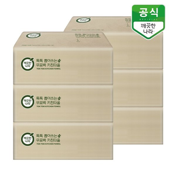 톡톡 뽑아쓰는 무표백 키친타올 100매 x 6팩