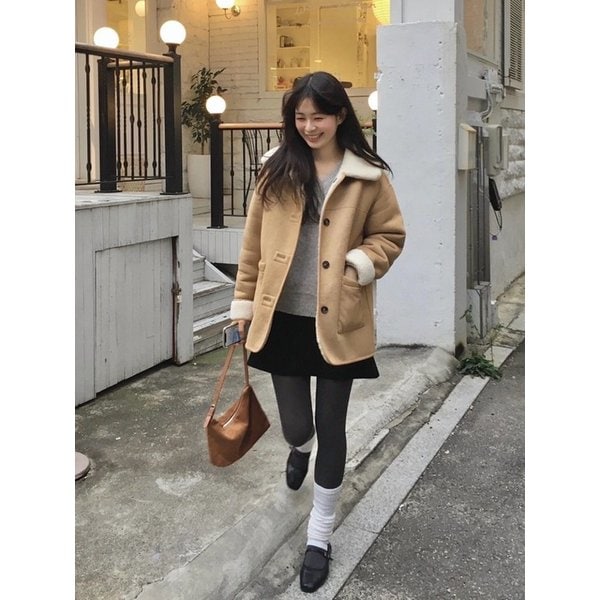 리버서블 스웨이드 무스탕 점퍼