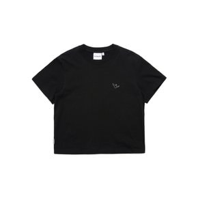 Z262WST720 - BLACK  우먼 엔젤 와펜 크롭 반팔 티셔츠