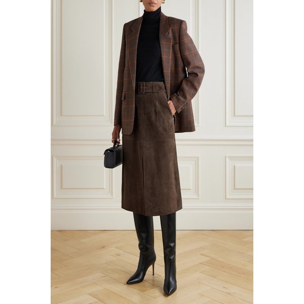 베로니카비어드 알렉시 벨티드 스웨이드 미디 스커트 46376663162905300