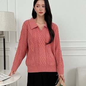 메리 카라 꽈배기 긴팔 니트