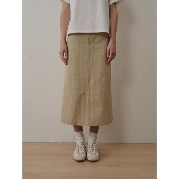 Washed Twill Long Skirt _Beige