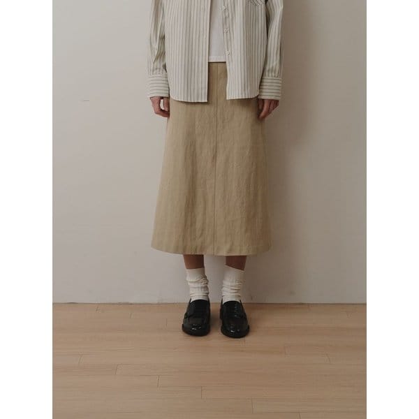 Washed Twill Long Skirt _Beige