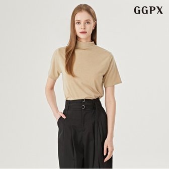 GGPX 정상가:29,000원  모던 심플 반하이넥 루즈핏 반팔 티셔츠 (GOALW011D)