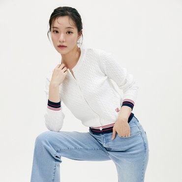 플라스틱아일랜드 [C]밑단배색 케이블 가디건 (PR2KG362)