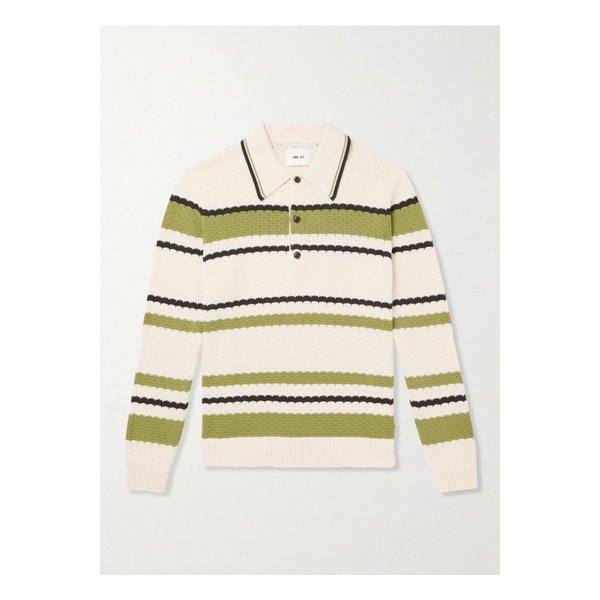 알피 6636 스트라이프 포인텔 니트 오가닉 코튼 폴로 셔츠 뉴트럴 1647597350287314