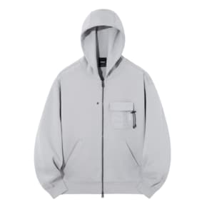 (유니)EDGE SLIT POCKET HOOD ZIP-UP (LIGHT GREY) [LSRSCTZ102M]